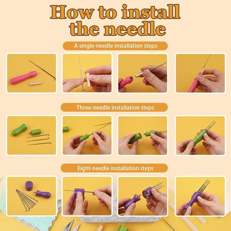 SOCNITC 99 Pcs Needles Felting Tools Needles Wool Felting Soft Needle Felting Pad with 3 Sizes Felting Needles for Needle Felting Craft DIY - Image 3